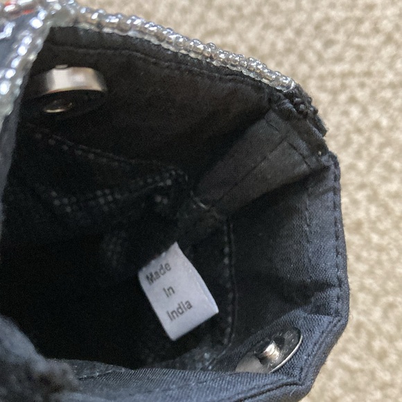 Beaded Bejeweled Embellished Black Clutch Pouch Multicolor Accents Indian EUC - Picture 6 of 12